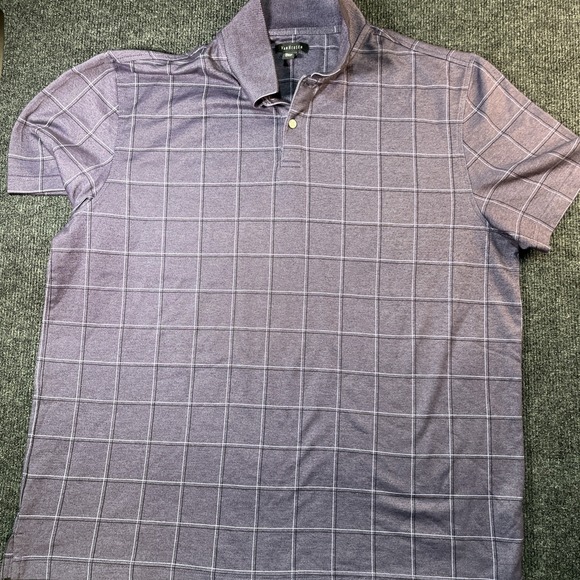 Van Heusen Other - Van Heusen Mens XL Polo Shirt Short Sleeve Purple Grey Windowpane Grid Pique